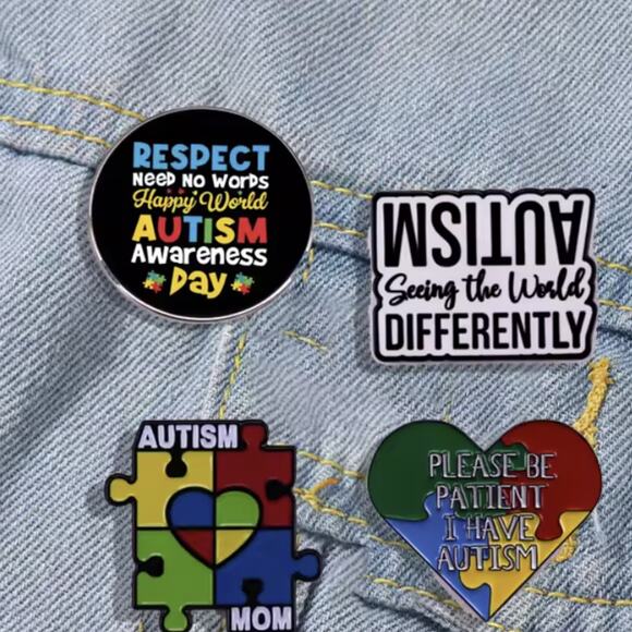 Autism Awareness Enamel Pin Seeing World Differently Message Metal Pin - Picture 5 of 9